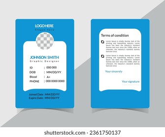 Diseño simple de tarjeta de identificación. plantilla de tarjeta de identificación de empleado de empresa corporativa.