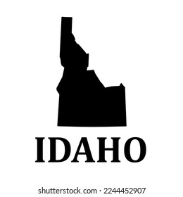Simple Idaho map with text on white background. Vector illustration.