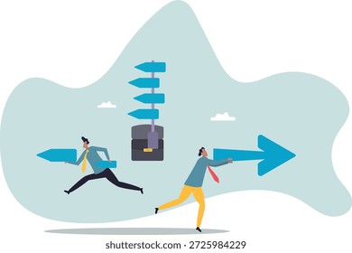 Idea simple para el éxito del negocio, simplifique las direcciones complicadas para ser una manera fácil del éxito, pensamiento eficaz. Vida y empleo de personas.