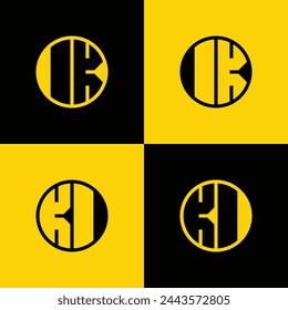 Simple IK and KI Letters Circle Logo Set, suitable for business with IK and KI initials