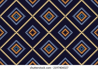 Simple Ikat Aztec Ethnic boho pattern with background tribal pattern design. Design for carpet, wallpaper, clothing, wrapping, batik, fabric, Vector illustration embroidery style in Ethnic themes.