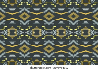 Simple ikat motifs Navajo nation Geometric shapes. Tribal African Aztec tradination ethnic pattern wallpaper vector seamless design. textiles art on black colour background for print fabric paper rug