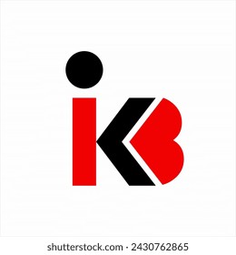 Simple IKB letter logo design with a heart concept on the letter B.