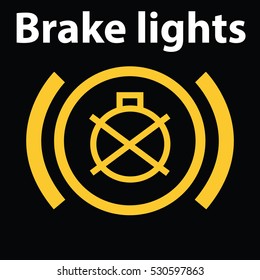  Simple illuminated car dashboard icon of brake light failure. Warning dashboard icon, DTC code 