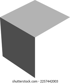 Simple Illuminated Shaded Monochrome White Gray Cube Icon in 3D Style Perspective View. Vector Image.