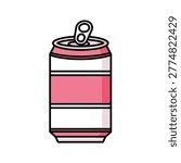 Simple illustrated can of pink soda with pull tab opener Vector