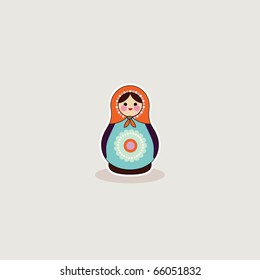 Simple illustrated card design of russian babushka doll