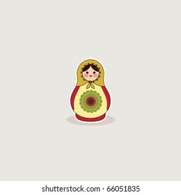 Simple illustrated card design of russian babushka doll