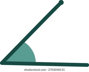 Un ángulo simple ilustrado de 45 grados con líneas limpias y sombreado sutil, perfecto para la educación matemática, diagramas de instrucción, materiales de enseñanza en el aula y recursos de aprendizaje de geometría.