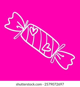 Simple illustrated outline of Valentine's Day candies. Design a basic coloring book, activity book, or Create simple coloring pages, activity books, or other graphic decorations.