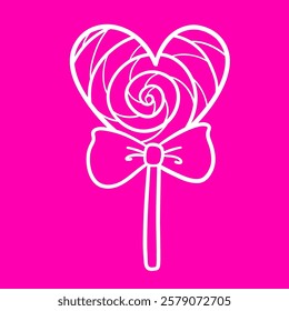 Simple illustrated outline of Valentine's Day candies. Design a basic coloring book, activity book, or Create simple coloring pages, activity books, or other graphic decorations.