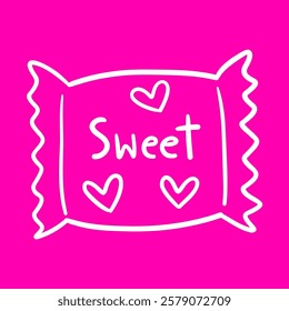 Simple illustrated outline of Valentine's Day candies. Design a basic coloring book, activity book, or Create simple coloring pages, activity books, or other graphic decorations.