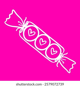 Simple illustrated outline of Valentine's Day candies. Design a basic coloring book, activity book, or Create simple coloring pages, activity books, or other graphic decorations.