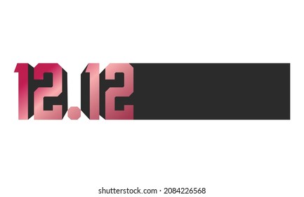 Simple illustration of 12.12 sales concept with copyspace black shadow. Single day shopping