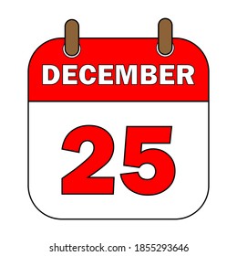 Simple illustration of 25 december calendar icon for Christmas holiday