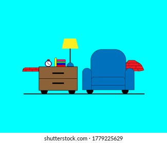 Ilustración sencilla de una habitación de diseño plano