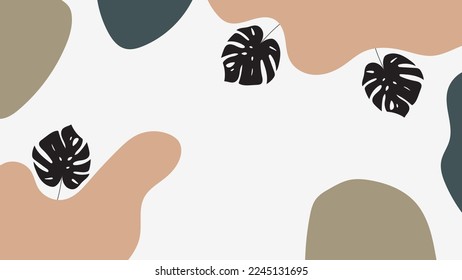 SIMPLE ILLUSTRATION AESTHETIC LEAF BACKGROUND PASTEL FLAT COLOR. FLORAL MODERN SHAPE DESIGN VECTOR. GOOD FOR WALLPAPER, POSTER, COVER, GREETING CARD
