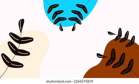 ILUSTRACIÓN SENCILLA COLOR PLANO DE PASTEL DE FONDO DE LA HOJA ESTÉTICA. VECTOR DE DISEÑO DE FORMA MODERNA FLORAL. BUENO PARA PAPEL DE PARED, CARTEL, CUBIERTA, TARJETA DE RECIENCIA