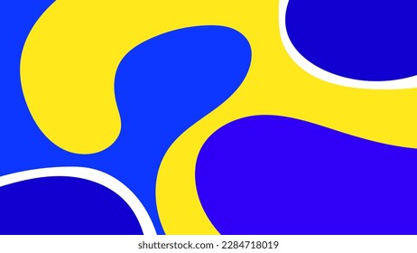 EINFACHE ILLUSTRATION AESTHETISCHER PASTEL FLAT BLUE GELB FARBENER HINTERGRUND MODERNER ORGANISCHER FORM STIL. GUT FÜR BANNER, WALLPAPER, DECKER, SOZIALE MEDIEN-POST