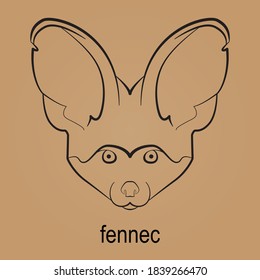 Simple illustration of an African fennec fox on a tan background.