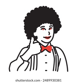 a simple illustration of an afro-haired person giving a thumbs up