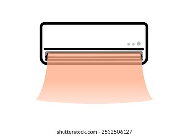 Ilustración simple de la función de calefacción del aire acondicionado.
