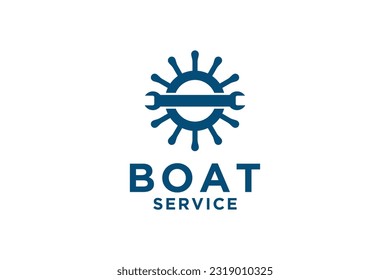 simple illustration of anchor and wrench, logo template for boat mechanic or auto marine garage