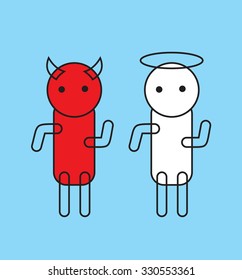 simple illustration of Angel and Devil icons