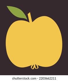 Simple illustration of apple with green leaf. Flat vector clip art with fresh fruit. Isolated element in doodle style for vegan, vegetarian merch.