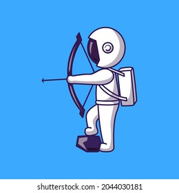 Simple illustration of an astronaut doing archery.