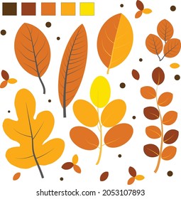 Ilustración simple de la colección de hojas de otoño 