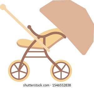 A simple illustration of a baby stroller seen from the side