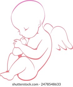 Simple Illustration of a baby with wings