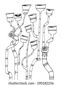 simple illustration  background geometrical decorative abstract mechanical plants