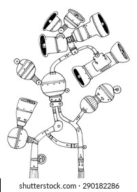 simple illustration  background mechanical structure speakers abstract