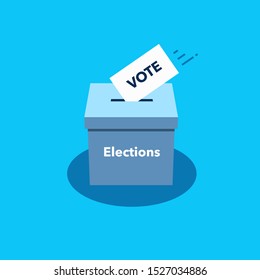 Simple illustration of the ballot box and voting paper. Flat design, easy to use for your website or presentation.