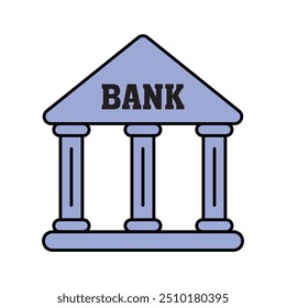 Ilustração simples de ícone de vetor de banco para web. Símbolo de ícone de vetor de banco. Ícone de banco plano preenchido para computador e celular. ícone de banco isolado no fundo branco. Ilustração vetorial. Arquivo Eps 25.