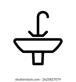 Simple Illustration of a Basin with Tap in Black