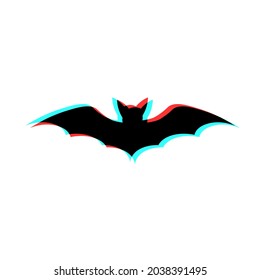 Ilustración simple del murciélago con efecto 3d y colores azul y rojo