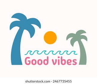 simple illustration of the beach for illustrate the good vibes