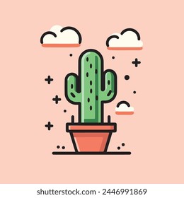 Simple illustration of a beautiful cactus