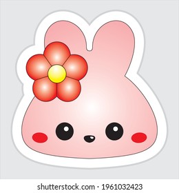 Simple illustration. A beautiful and cute rabbit and wears a flower as a headdress, can be used for children's books