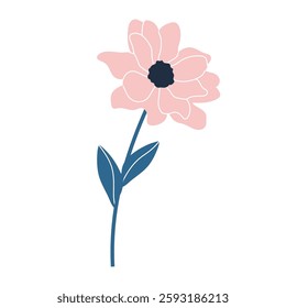 Simple illustration of beautiful pink flower. Perfect for creating minimalist floral designs.