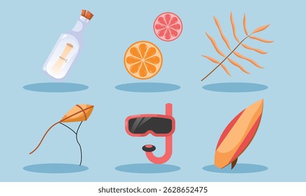 ilustração simples de belos elementos de verão