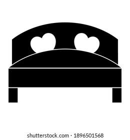 Simple illustration of bed with heart icon for St. Valentines Day