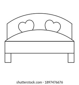 Simple illustration of bed with heart icon for St. Valentines Day