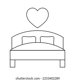 Simple ilustración de la cama con icono cardíaco para el Día de San Valentín