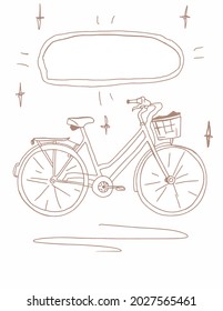 A simple illustration of a bicycle. Vector illustration by hand in doodle style. Space for text