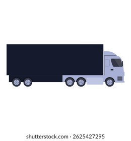 Ilustração simples de um caminhão de carga azul grande entregando mercadorias com um reboque preto