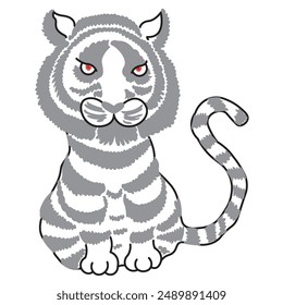 simple illustration of a big cat with red eyes